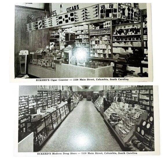 Other - Eckerd's Modern Drug Store Cigar Counter Postcards Columbia SC Vintage 4558 4559